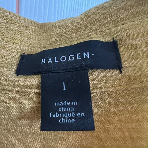 Halogen Women’s Mustard Button Front Collared Shirt Dress Size Large (Size 1) - Picture 4 of 8